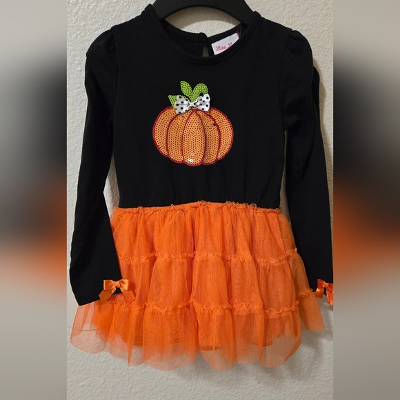 Girls Pumpkin Halloween Dress - Picture 1 of 2